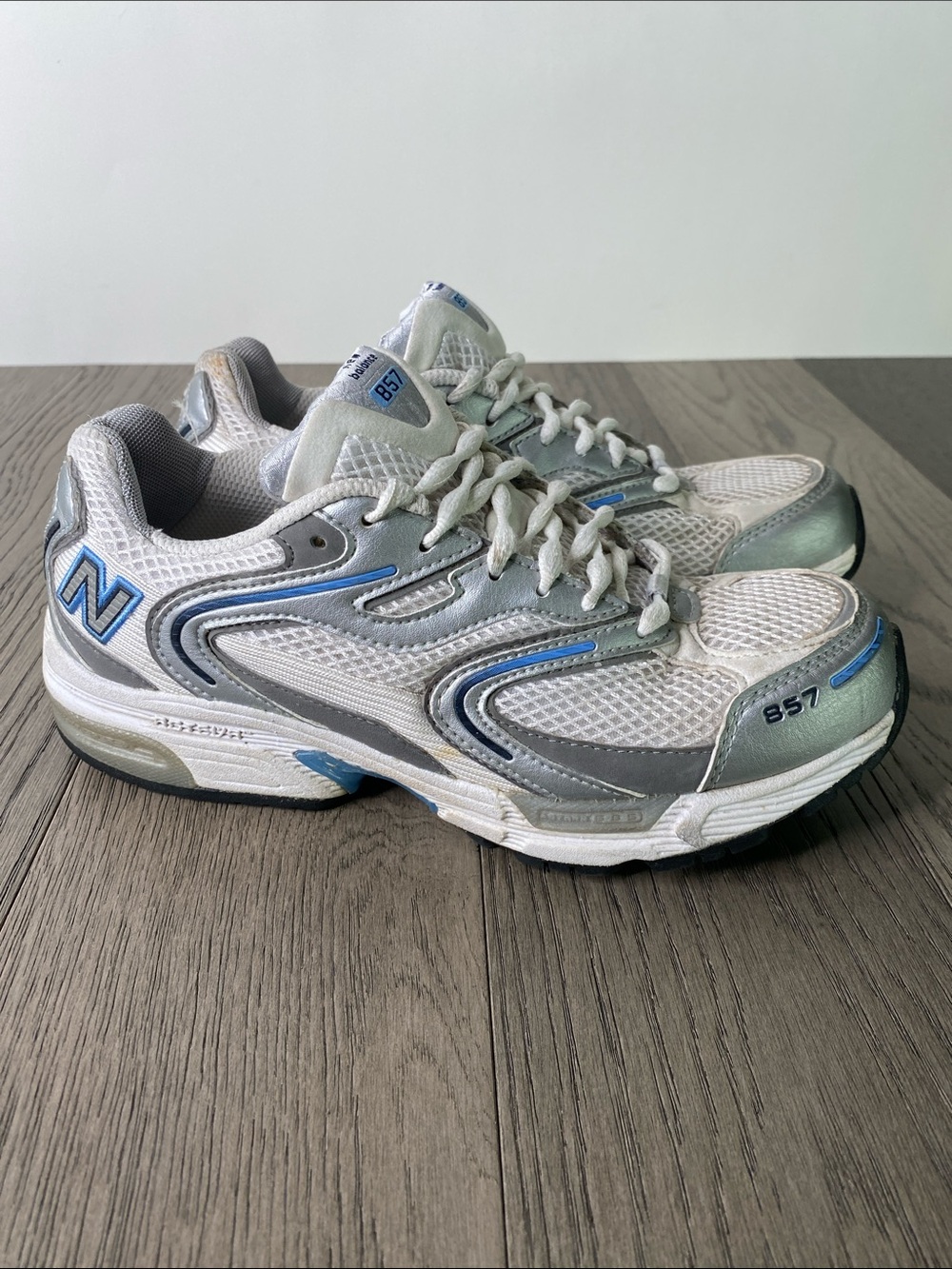 Vintage New Balance Shoes 857 White Gray Blue - Women’s Size 7.5